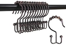 12-Pack Shower Curtain Double-Hooks, Oil Rubbed Bronze Roller, Rust
