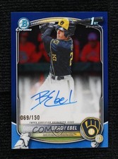 2025 Bowman Draft Chrome Prospect Blue Refractor 69/150 Brady Ebel #CPA-BE Auto