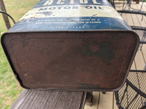 VINTAGE ACTOL Motor Oil Empty 8 Quart Oil Can - Picture 7 of 8