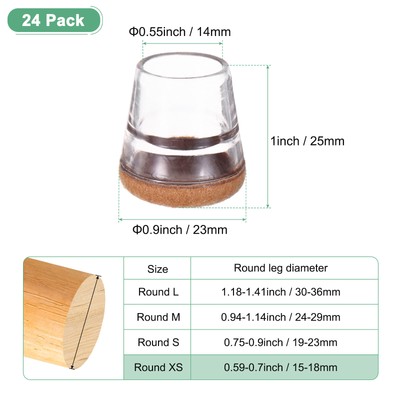 24-Pack Chair Leg Floor Protectors - Silicone Cups For Hardwood Floors & Carpets, Transparent Brown
