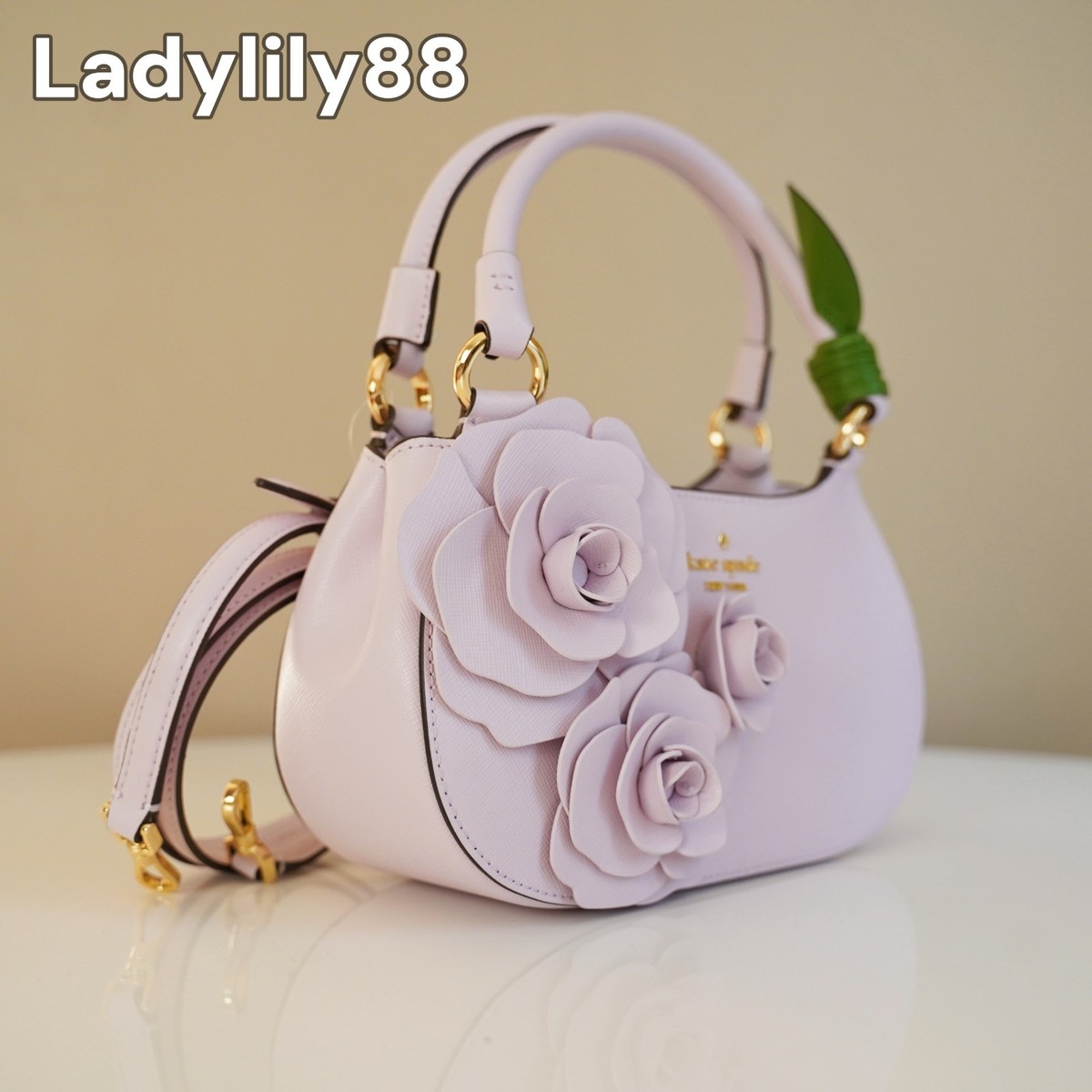 NWT Kate Spade KK970 Flora Rose Shoulder Bag Saffiano Leather Pale