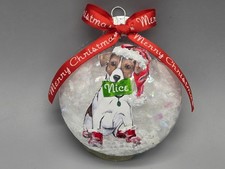 Christmas snow globe style ornament - dog Jack Russell Terrier brown white santa