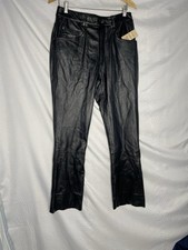 NWT Deadstock 90s Vintage Wilson's Maxima Leather Pants 12 Black Bootcut Raw Hem