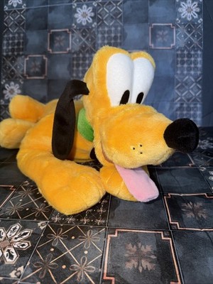 Disney Store Pluto Plush Toy 16  Plastic Pellets Mickey Mouse s Dog Green Collar