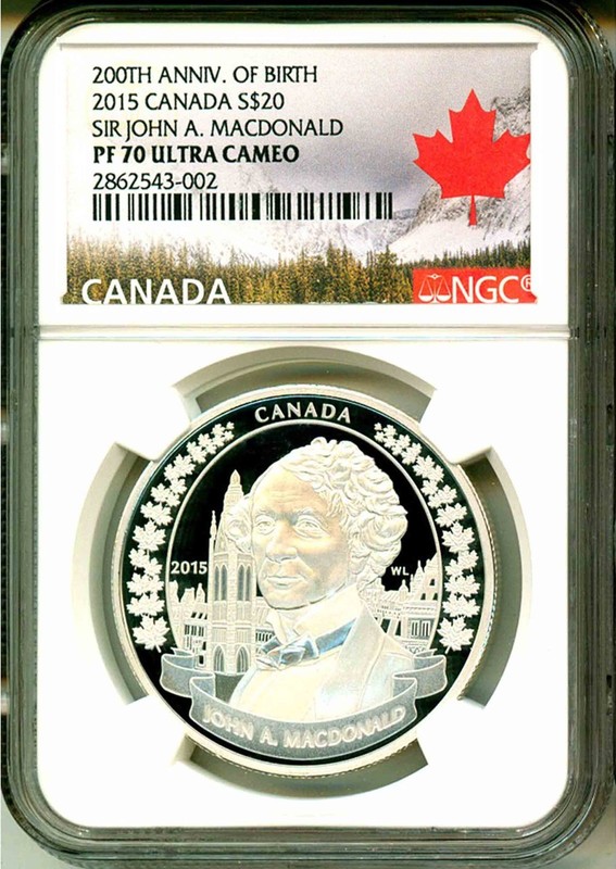 2015 Canada S$20 Sir John A. MacDonald 200th Ann Of Birth NGC PF70 UC Box & COA