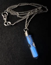 Glow in the dark hour glass Pendant  Chain necklace