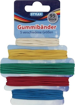 Gummibänder 95 Stück verschiedene Größen Stylex Haushalt  Büro Gummiringe