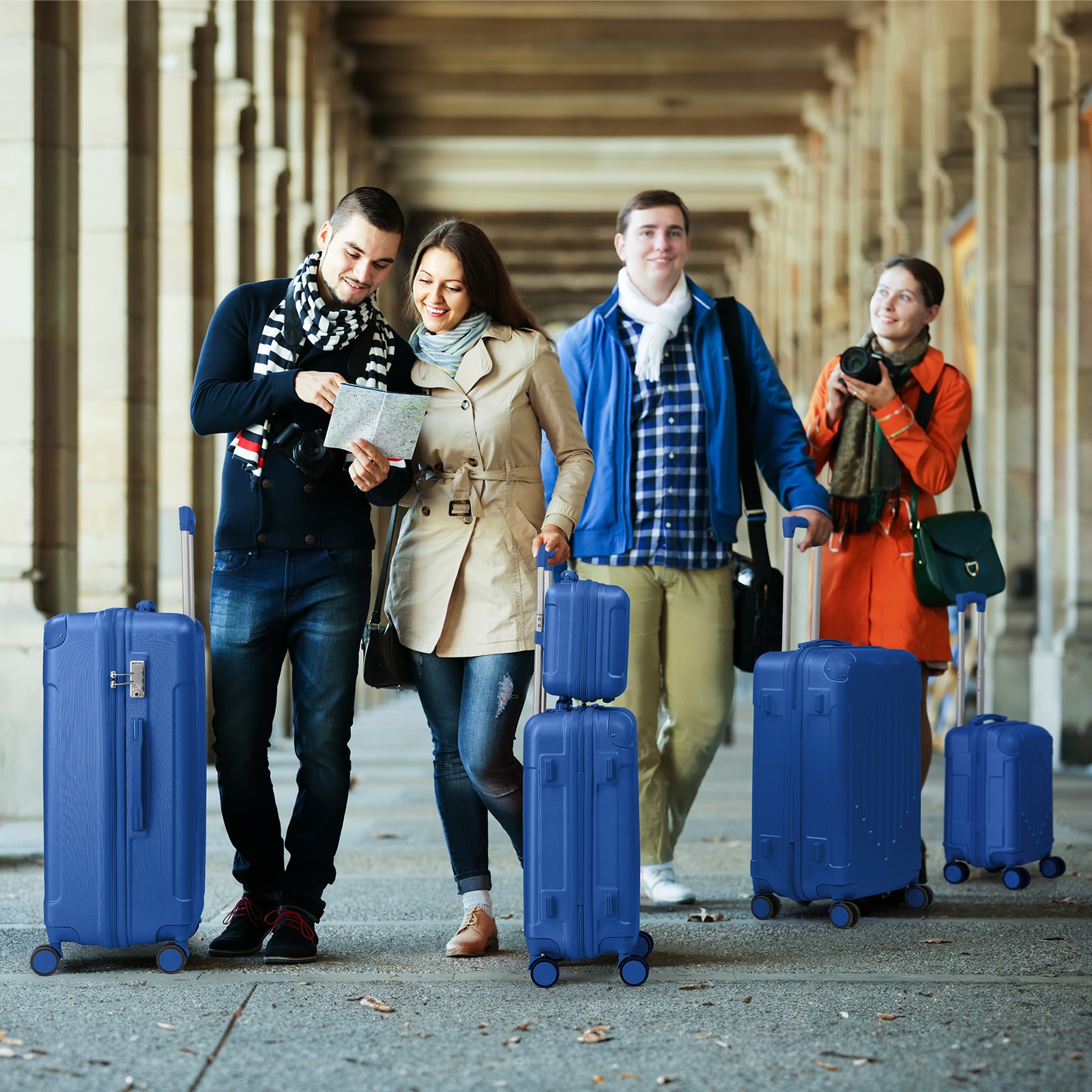 5-Piece Luggage Set 12in+16in+20in+24in+28in Suitcases w/Spinner Wheels Travel