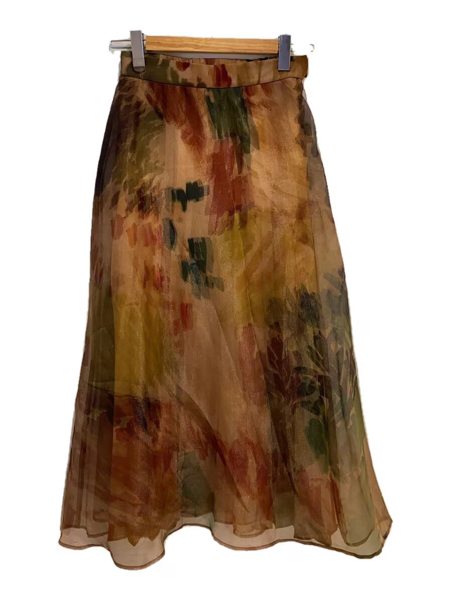 AMERI Long Skirt, Size M, Beige Polyester, All-Ov… - image 1