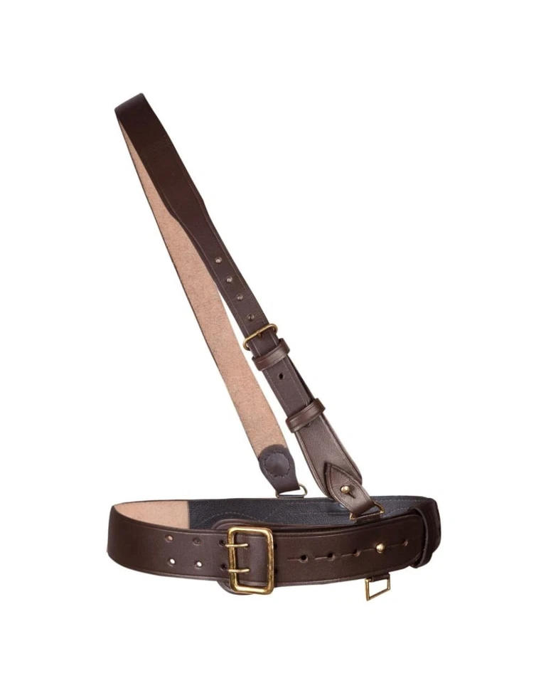 Sam Browne Belt BROWN Genuine Leather Complete British Military Cross Strap Army - Image 1 of 4