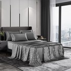AiMay 6 Piece Satin Italian Style Bed Sheet Set Deep Pocket King, Grey 
