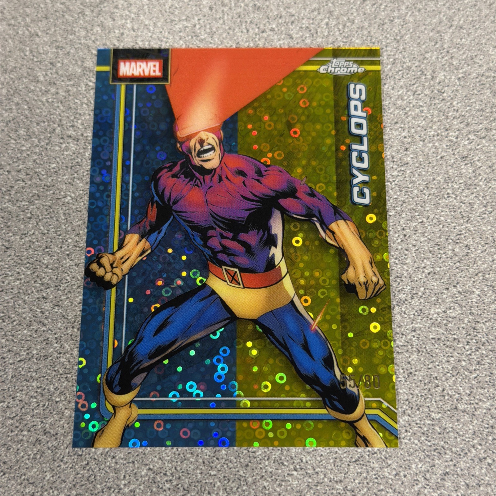 2026 Topps Marvel Chrome Comics - Cyclops - Blue/Yellow (Dazzler’s Rhythm) 55/80