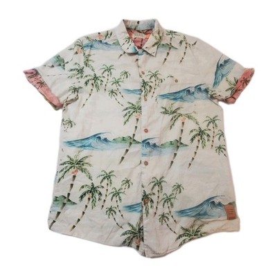 SCOTCH & SODA Shirt Men's Large White Short Sleeve Button Up Hawaiian Adult Top