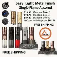 Scorch Torch Easy Light – Metal Finish Torch Lighter – Single Flame – Adjustable
