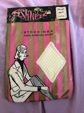 Vintage Fishnet Stretch Hosiery Stockings NIP Yellow One Size Fits 8 1/2-11