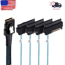 Mini SAS 36P SFF-8087 to 4 SFF-8482 Connectors With SATA Power Cable 1M US Stock