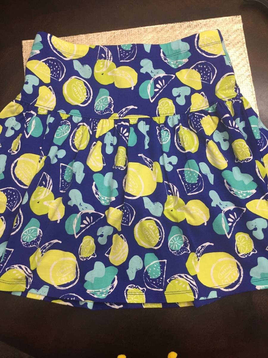 New Lands End Skirt With Built In Shorts Lemon/ Lime Pattern