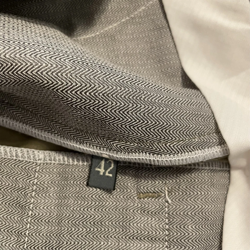 Neiman Marcus 42 x 10" Taupe Microfiber Twill Pleated Slash Pocket Chino Short - Image 4 of 4