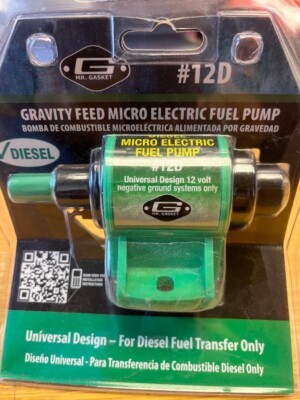 Mr. Gasket #12D Diesel Micro Electric Fuel Pump, 12-Volt Negative Ground System