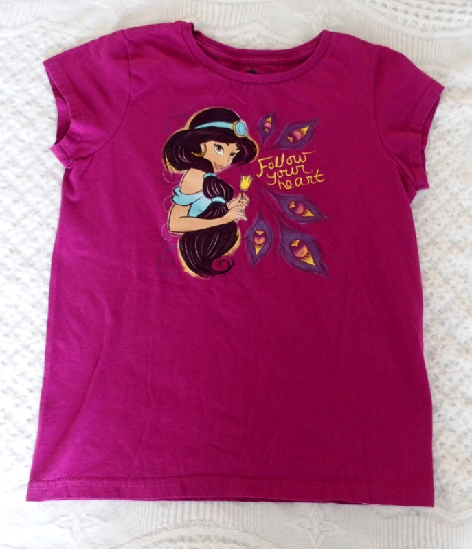 Disney 14 XL Girls Shirt Jasmine VGUC Follow Your Heart  short cap sleeve summer