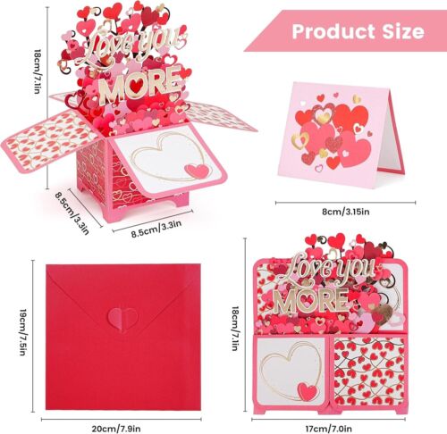 Valentines Day Pop up Card-3D Happy Valentines Card for Wife, Gift for Valentine - Picture 3 of 7