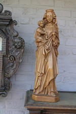 Antica GRANDE statua bambino madonna in gesso francese firmata