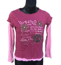 GAP Kids Girls Long Sleeve Tee T Shirt Top Size XL 12 Pink Overlay Love Quotes