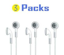 Earbuds Lot Set of 3 Bulk White Wire In-Ear Earbuds / Earphones FREE SHIPPING
