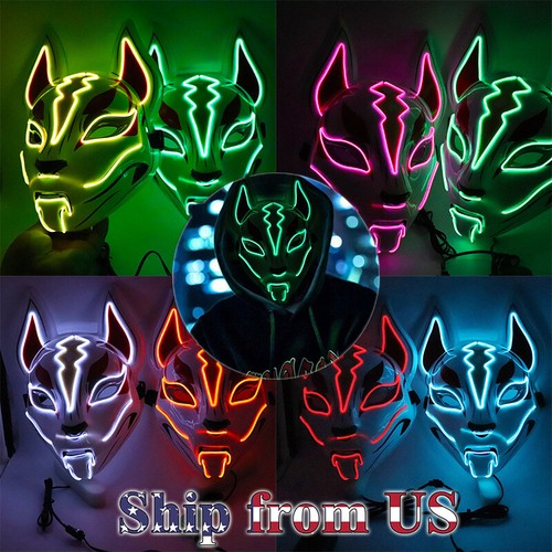 Clubbing Rave Party Light Up Scary Fox LED Mask Costume Cosplay ...