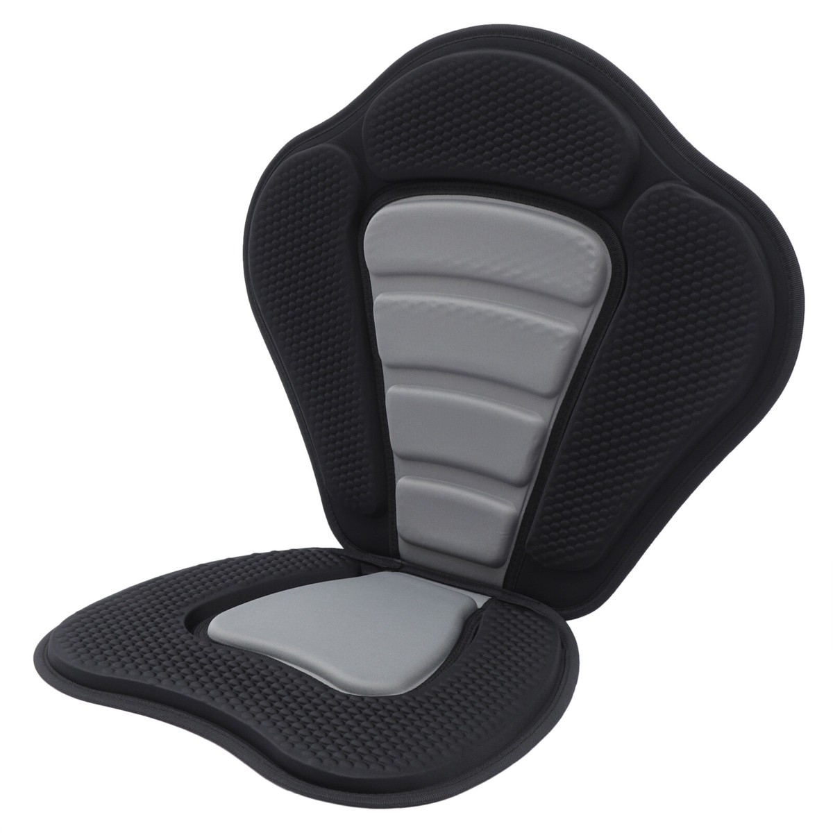 Padded Kayak Seat Cushion With Storage Bag – Comfortable, Adjustable, Black/Grey