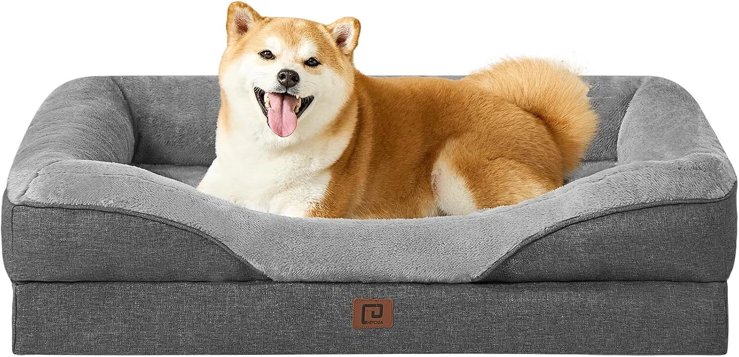 EHEYCIGA Memory Foam Dog Beds Large, Orthopedic Dog Beds Sofa with Sides and Pet