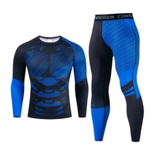 Men Compression Sets Leggings Pants  Long Sleeve Shirts Quick Dry Workout Suits