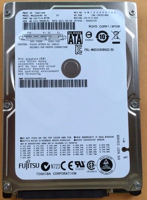 Fujitsu MHZ2080BS 80GB 5.4K 2.5'' SATA HARD DRIVE