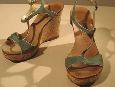 Anne Klein Cork Platform Sandal Sea Foam Green Size 6 Pre-owned