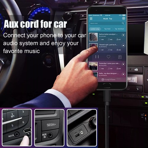 Adaptateur audio de voiture AUX musique type C vers câble auxiliaire USB type-C mâle vers cordon 3,5 mm - Photo 5 sur 11