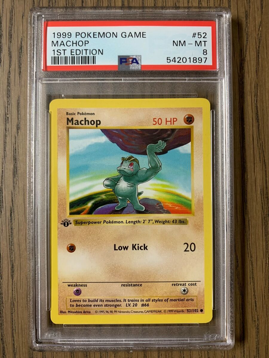 PSA 8 - Pokemon MACHOP - 1st EDITION Shadowless Base Set PSA 8 - Pokemon MACHOP - 1st EDITION Shadowless Base Set
