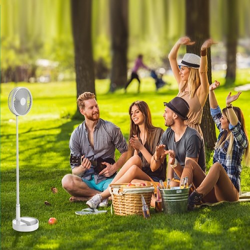 Battery Operated Fan Foldable Table Desk Floor Pedestal Portable 4 Speeds Fan - Picture 5 of 7