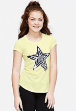 Girls Justice Gymnastics Star T-shirt Yellow Sequence Size 10