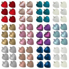 Image of Christmas Tree Heart Baubles Glitter & Matte Hanging Decorations