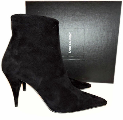 Saint Laurent Pointy Toe LEXI 90 Ankle Boots Black Suede Booties