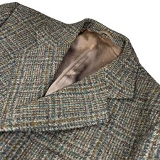 VTG Harris Tweed Men's 100 Wool Blazer Green/Gray Plaid   Great Britain   40R