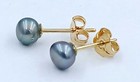 GENUINE TAHITIAN PEARLS STUD EARRINGS 14K YELLOW GOLD - 4 mm - Made in USA - NWT — photo 6