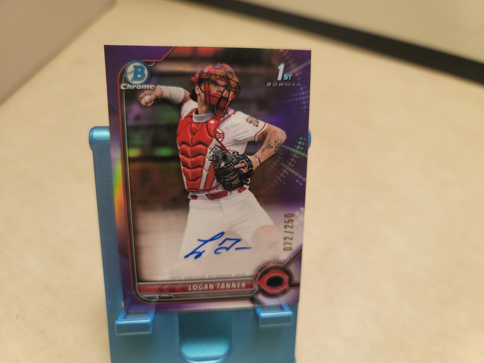2022 Bowman Chrome Auto Logan Tanner Purple Refractor Auto /250 1st Bowman