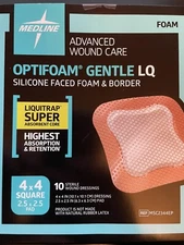 (10) Optifoam Gentle Foam LQ Border 4x4 Dressings MSC2344EP