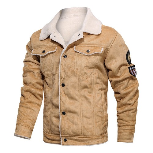 Winter Mens Fur Lined Leather Jacket Warm Coat Lining Thick Coats Cowboy Jacket - Picture 5 of 19