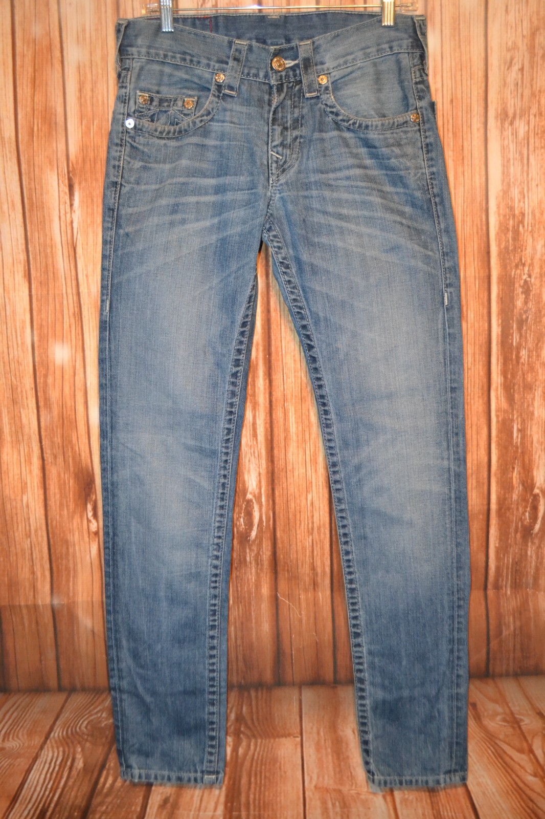 True Religion Women's Skinny No Pockets Flaps Blue Denim Jeans Sz 29x34 thumbnail 4