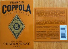 USA FRANCIS COPPOLA Chardonnay 1998 Napa Valley wine labels wine label