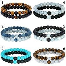 2er SET PARTNERARMBAND DAMEN HERREN STEIN ARM...