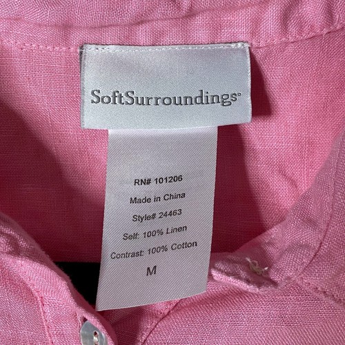 Soft Surroundings Women's Size Medium Linen Pink Ombre Button Front Shirt Top - Picture 2 of 9