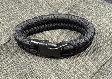 Paracord Bracelet Black w/Heavy Duty Buckle Size 8" - Handmade